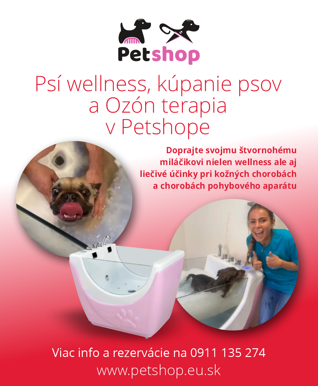 Ozón terapia a wellness a kúpanie psíkov